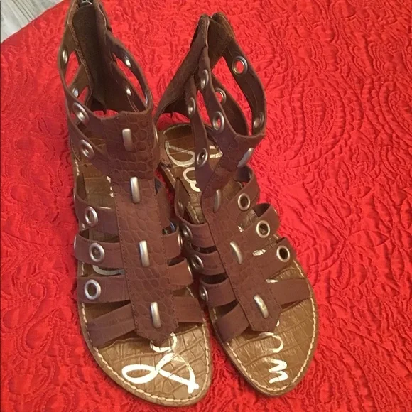 Sam Edelman brown strappy sandals zipper back 7.5 - Picture 3 of 9